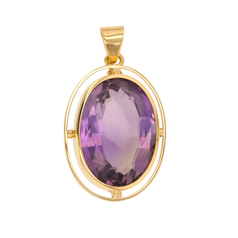 Pendentif vintage améthyste 16.24 carats or jaune 7.98g Comme neuf -  reconditionné disponible sur Gemme Les Bijoux